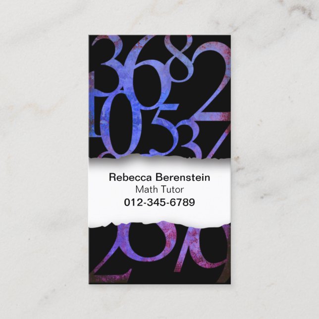 Nummernrippte Papier Tutor Blue Business Card Visitenkarte (Vorderseite)