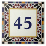Nummernschild für das Mittelmeer-Mosaikhaus Fliese<br><div class="desc">Bitte beachten Sie: Das ist ein faux-Mosaik. Es ist eine gedruckte Grafik, die die Illusion von Mosaiksteinen verleiht. "custom house number plate", "personalized house no plaque", "personal custom custom text sign", "modern abstrakte design kertile", "multicfarbred colorful gaudi mosaic", "apartment building home name art", "mued muslim arabian marine blue", "traditioneller mediterraner...</div>