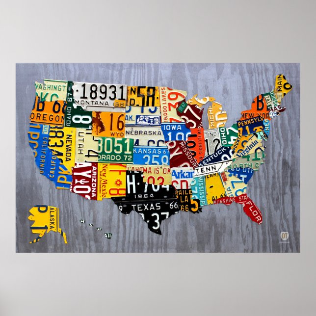 Nummernschild Karte der USA - Muscle Car Edition Poster (Vorne)
