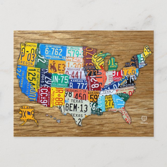 Nummernschild Karte der USA Reisen die 50 Staaten (Vorderseite)