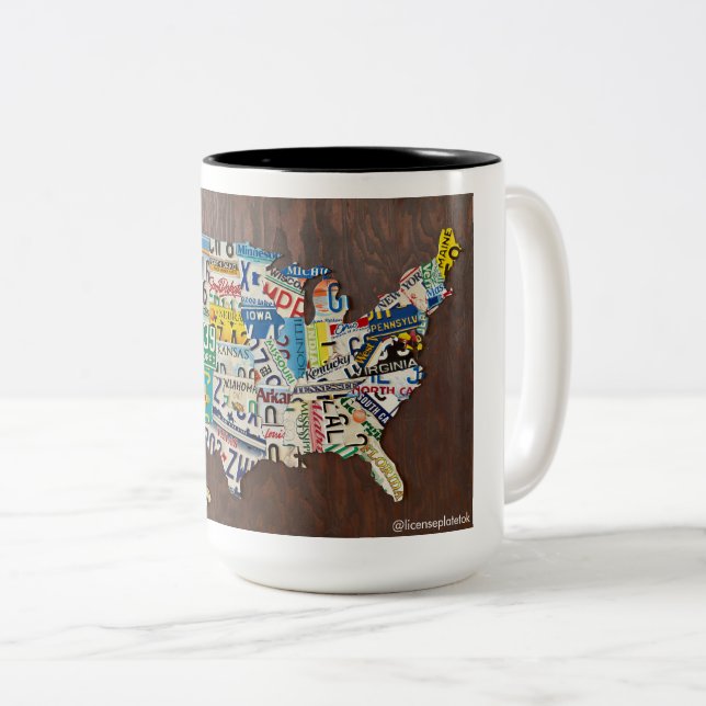 Nummernschild Karte mit zwei Tonen 15oz Tasse (VorderseiteRechts)
