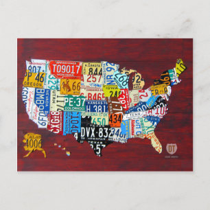 Nummernschildkarte der USA Postkarte