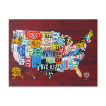 Nummernschildkarte der USA Postkarte