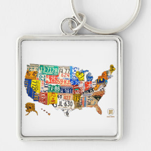 Nummernschildkarte der USA Schlüsselanhänger