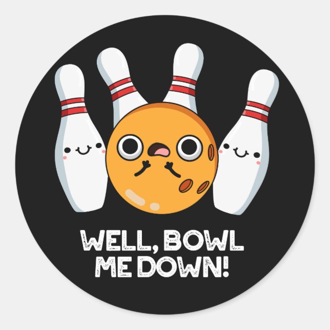 Nun, Bowl Me Down Funny Bowling Puff Dark BG Runder Aufkleber (Vorderseite)