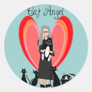 Nun Cat Angel Art Geschenke Runder Aufkleber