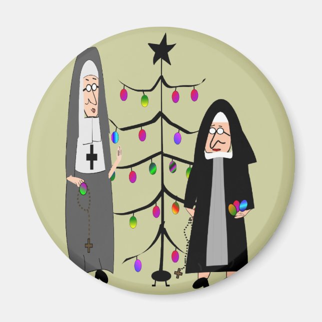 Nun Geschenke "Decoration the Christmas Tree" Magnet (Vorne)