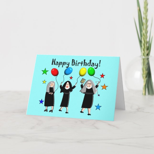 Nun Happy Birthday Cards & Gifts Karte (Vorderseite)
