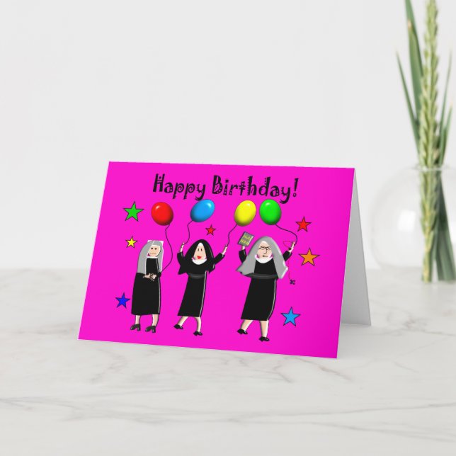 Nun Happy Birthday Cards & Gifts Karte (Vorderseite)