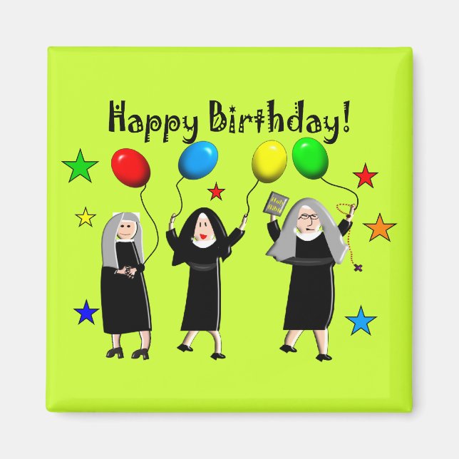 Nun Happy Birthday Cards & Gifts Magnet (Vorne)