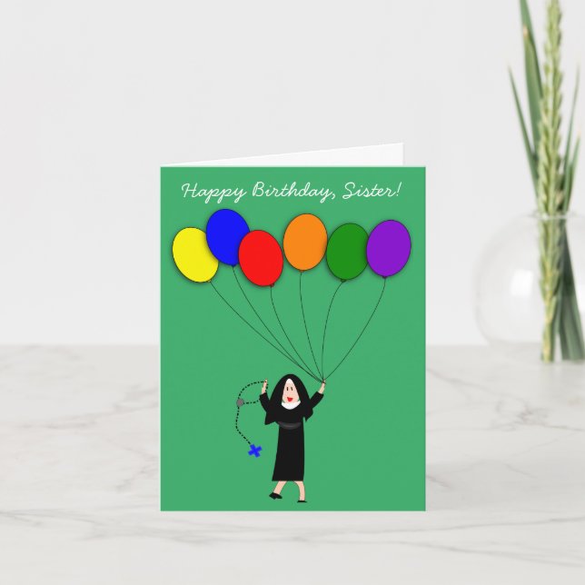 Nun Happy Birthday White Karte (Vorderseite)