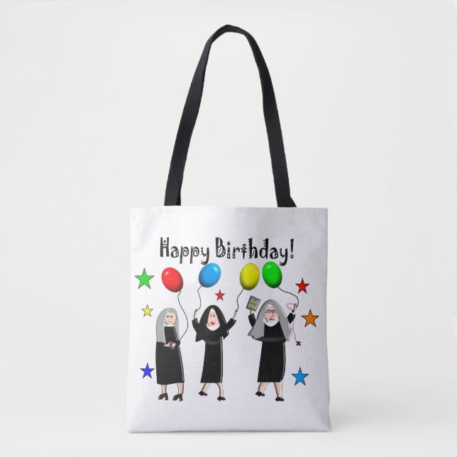 Nun Happy Birthday White Tasche (Vorderseite)