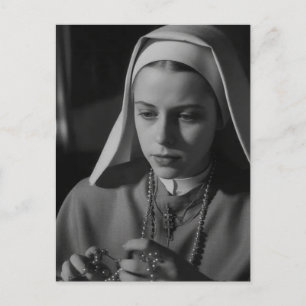 Nun in Schwarz und Weiß Postkarte