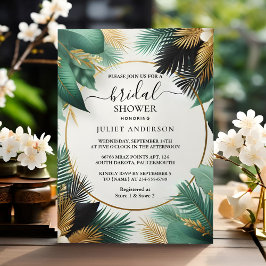Nun Palm Tree Beach Green und Gold Brautparty Einladung