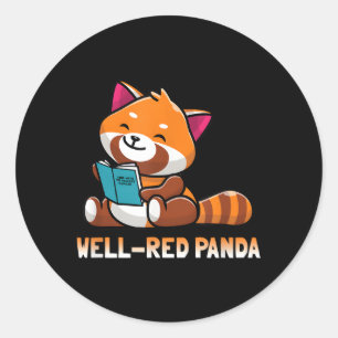 Nun, Red Panda Bookworard Lesen Bücher Panda Runder Aufkleber