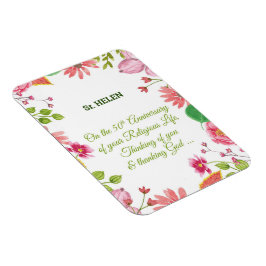 Nun Religious 50 Jahre Jubiläum Wasserfarbe Blume Magnet