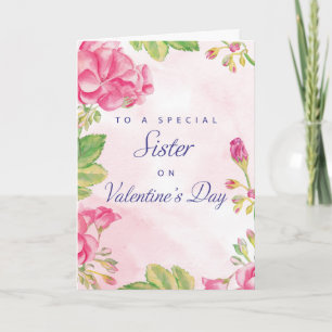 Nun Schwester Valentinstag, rosa Blumen Feiertagskarte
