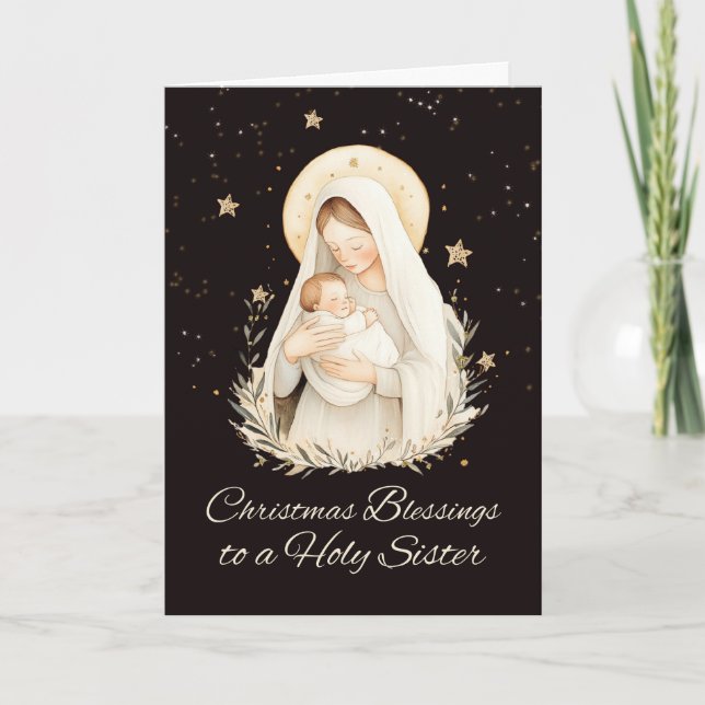 Nun Weihnachten Segnungen Madonna und Kind Karte (Vorderseite)