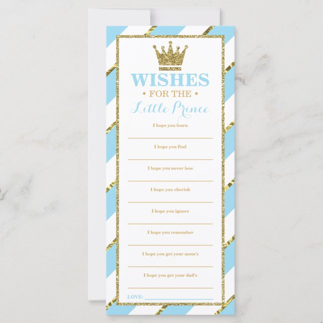 Nun wünscht Card, Babydusche, Prinz, Imitate Gold (Vorderseite)