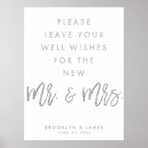 Nun, wünscht Hochzeiten signieren Silber und Weiß Poster