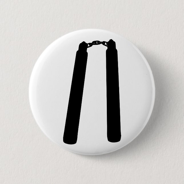 Nunchaku Kontur-Silhouette Button (Vorderseite)