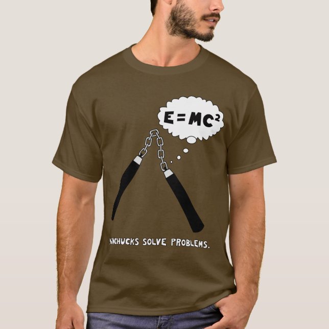 Nunchucks résolvent le T-shirt de problèmes : Brun (Devant)