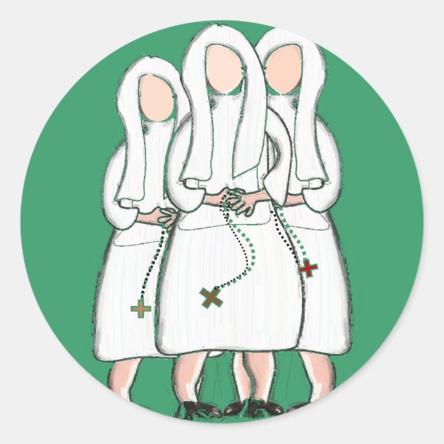 Nuns Geschenke "Three Cloistered Sisters" Design Runder Aufkleber (Vorderseite)
