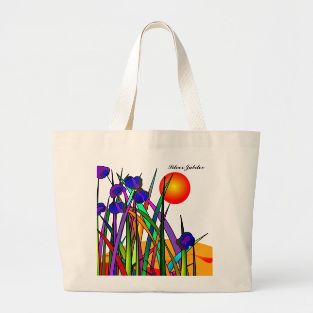 Nuns Silver 25. Jubilee Künstlerisch Floral Tote B Jumbo Stoffbeutel (Vorne)