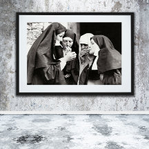 Nuns Smoking Vintage Photography 20x16in