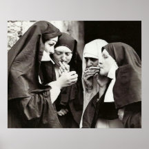 Nuns Smoking Vintage Photography 20x16in