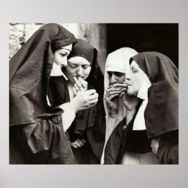 Nuns Smoking Vintage Photography  Poster