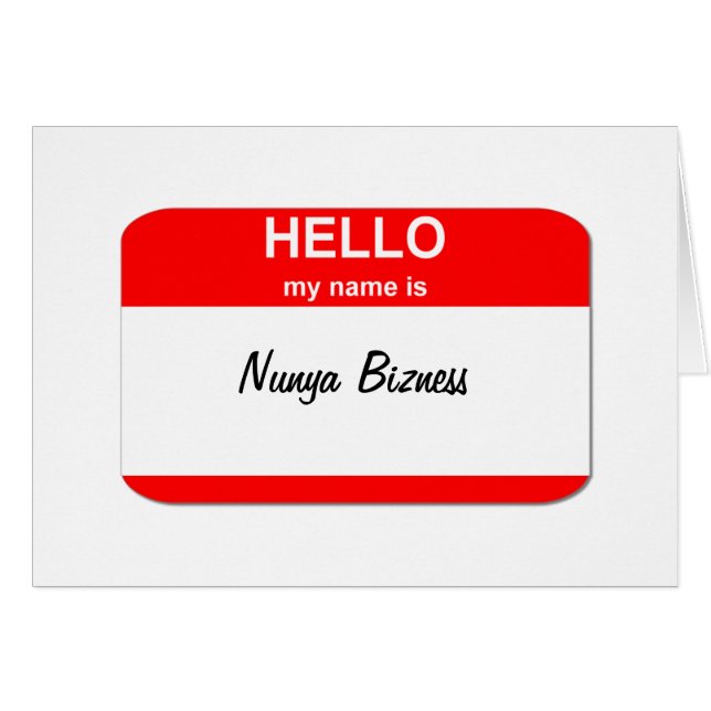 Nunya Bizness Haltungs-Namensschildeinzelteile (Vorderseite (Horizontal))