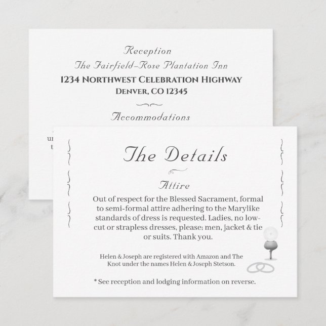 Nuptial Grace Catholic Wedding  Begleitkarte (Vorne/Hinten)