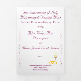 Nuptial Grace Catholic Wedding Dreifach-gefaltete Programmkarte