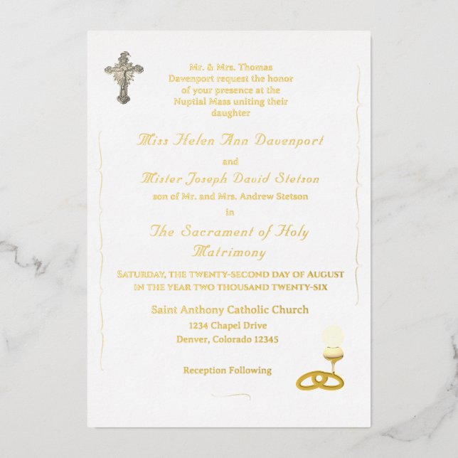 Nuptial Grace Catholic Wedding Invitation (Recto)