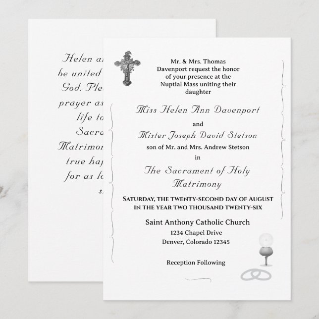 Nuptial Grace Catholic Wedding Invitation Einladung (Vorne/Hinten)