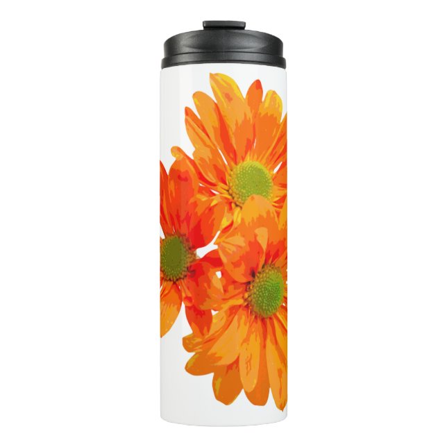 Nur 3 Gerbera Blossom + Ihr Backgr. Ideen Thermosbecher (Vorderseite)