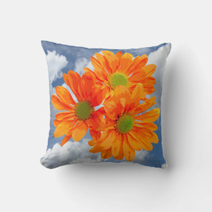 Nur 3 Gerbera Daisy Blüten + Ihr Text & Ideen Kissen