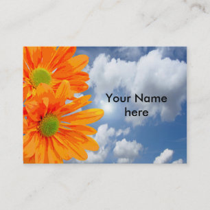 Nur 3 Gerbera Daisy Blüten + Ihr Text und Ihre Id Visitenkarte