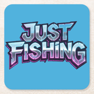 Nur Angeln Neon Glow Lustiges Geschenk für Angler Rechteckiger Pappuntersetzer