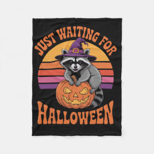 Nur auf Halloween wartender Waschbär Kürbis Hexe H Fleecedecke