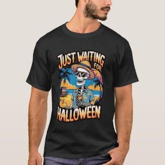 Nur auf Halloween wartendes Skelett-Kunstwerk T-Shirt