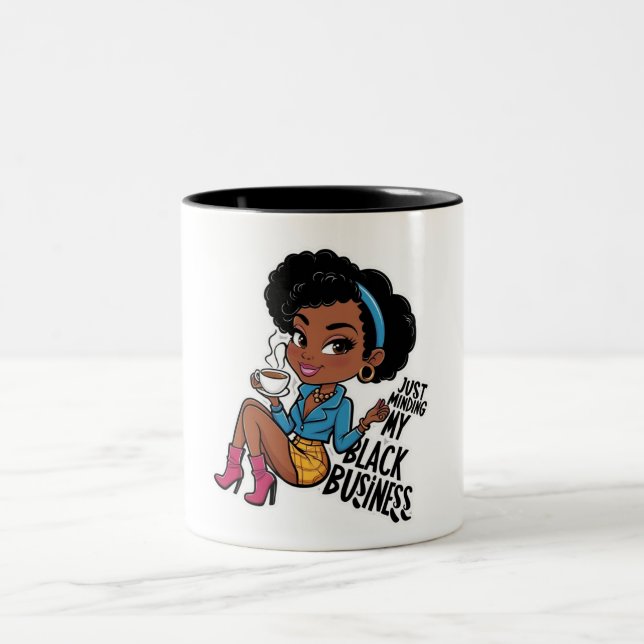 Nur auf mein schwarzes Geschäft achten Zweifarbige Tasse (Mittel)