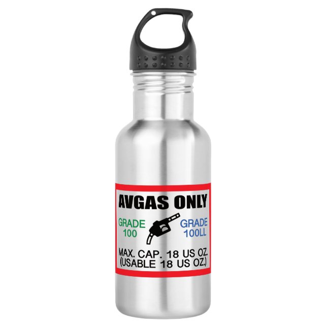 nur AVGAS/100LL Kraftstoff Edelstahlflasche (Vorderseite)