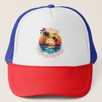 Nur Beach Vibes - Tropical Sunset T-Shirt Truckerkappe