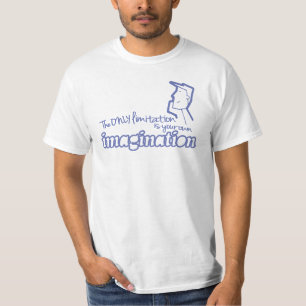 Nur Begrenzung der Vorstellungskraft blau auf weiß T-Shirt