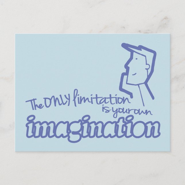Nur Begrenzung Fantasie blauen Zitat Postkarte (Vorderseite)
