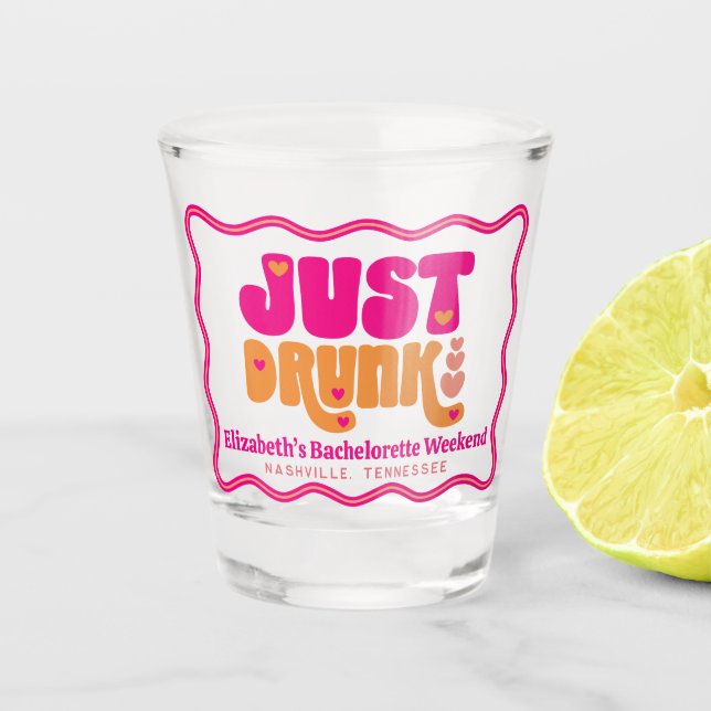 Nur Betrunkene Retro Betrunken in Liebe Junggeseli Schnapsglas (Vorderseite)