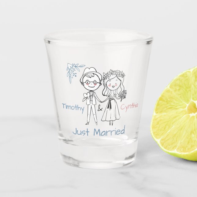 Nur Braut und Groom heiraten Schnapsglas (Vorderseite)
