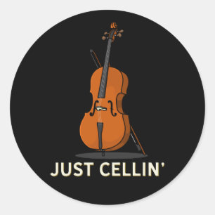 Nur Cellin Cello Gag Classic Round Aufkleber